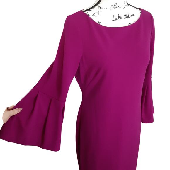 Eliza J Bell Sleeve Sheath Dress Magenta Pink Womens 10 Boat Neck NWT Cocktail - Picture 4 of 12